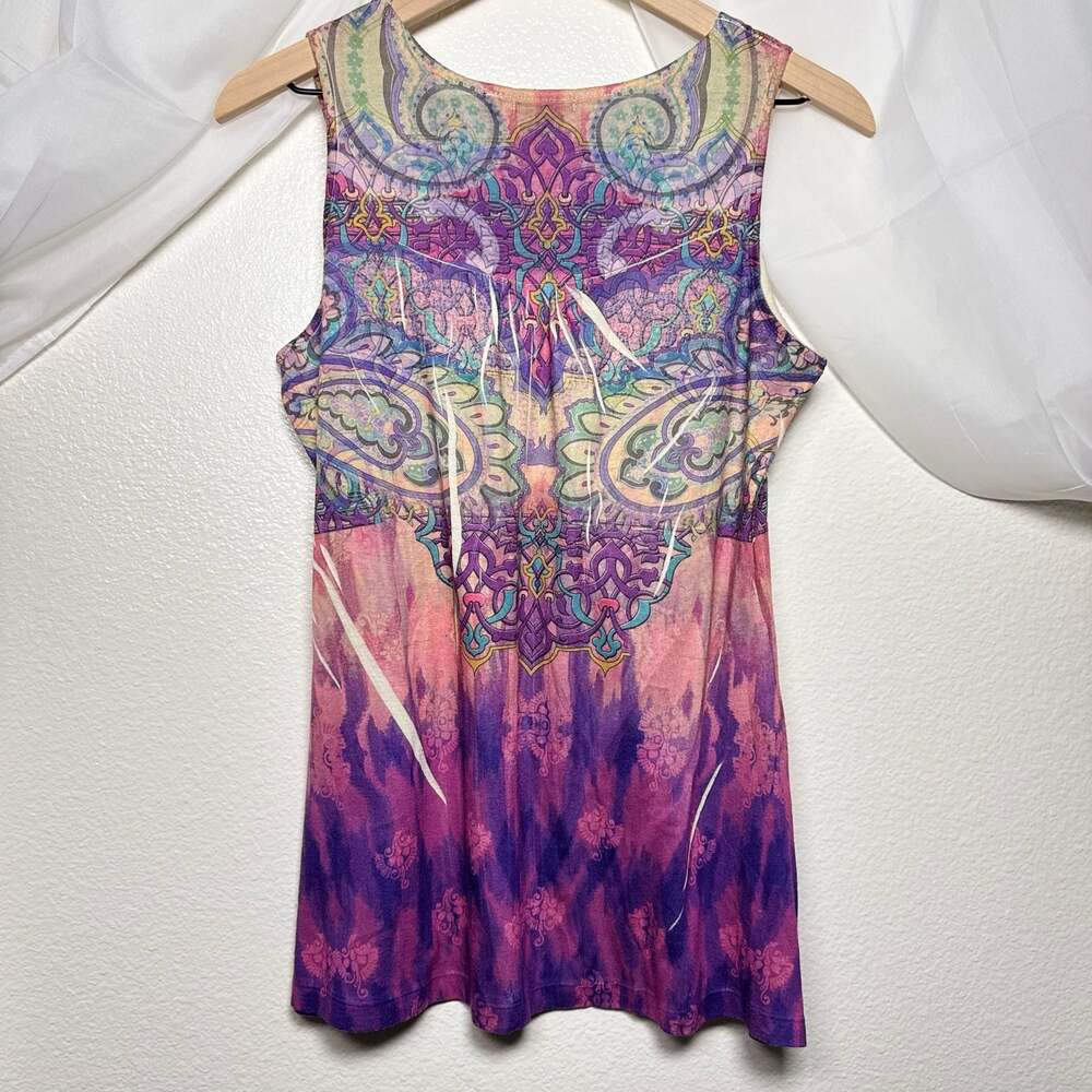 Vintage Y2K Colorful Geometric Kalediscope Boho Babydoll Fairy Top - Picture 4 of 5
